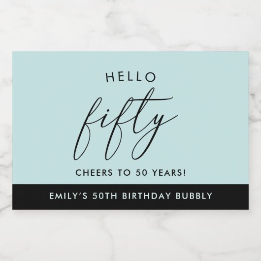 保モダン保パーソナライズされた50誕生日 スパークリングワインラベル (シングルラベル)