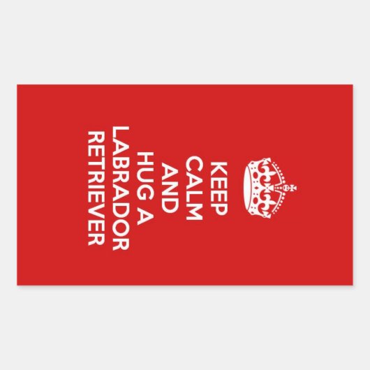 保ラブラドールレトリバーを抱き締める 長方形シール (正面)