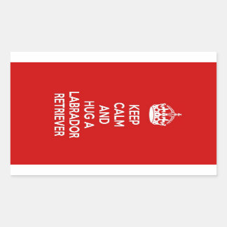 保ラブラドールレトリバーを抱き締める 長方形シール