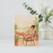 保リラックス水色はがき ポストカード (スタンド正面)