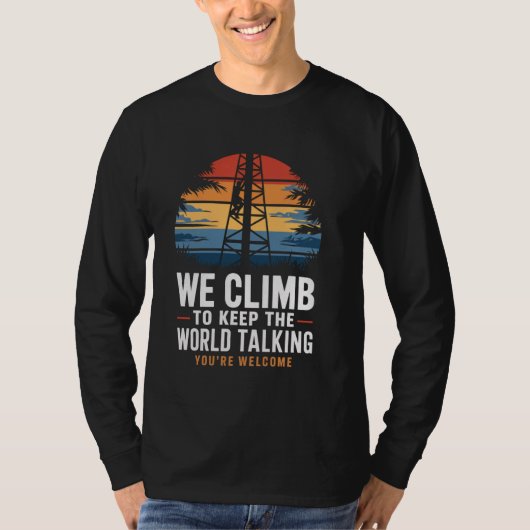 保ワールドトーキングLineman Tech Cell Towerクライマー Tシャツ (正面)