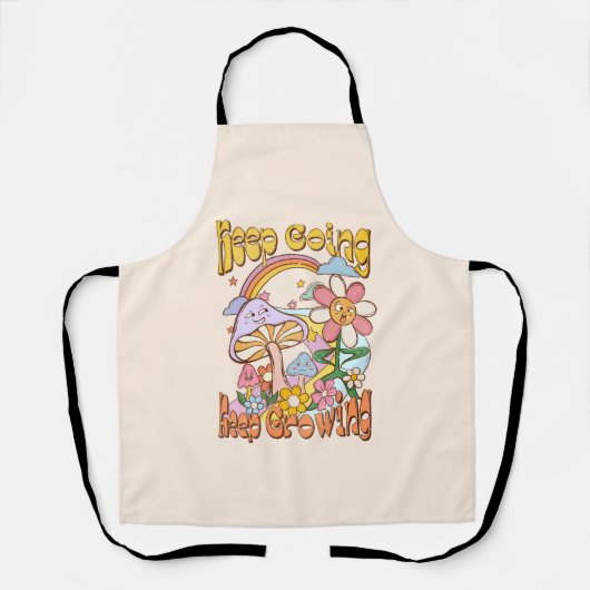 保保生育中 – キノコと花 エプロン (正面)