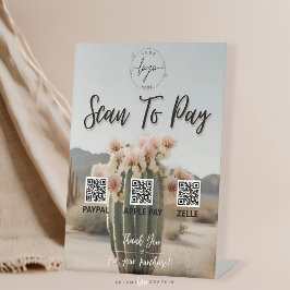 保保 | フラワーサボテン | QRコード | 支払い記号 台座サイン