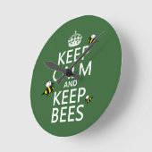 保保Calm and Bees – すべての色 ラウンド壁時計 (傾斜)
