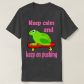 保保Frogスケートボーディングを押して落ち着く Tシャツ (デザイン正面)
