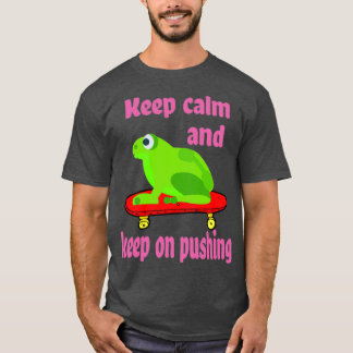 保保Frogスケートボーディングを押して落ち着く Tシャツ