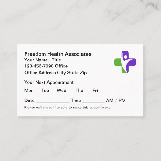 保健医療オフィスアポイントメントカード 予約カード (正面)
