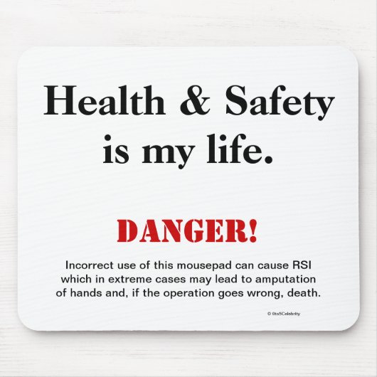 保健及び安全性の冗談のからかいの警告標識 マウスパッド (正面)