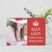 保卒業パーソナライズされた赤 案内状 (スタンド正面)