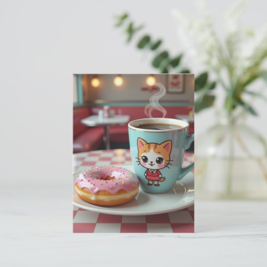 保可愛いドーナツとコーヒーとtouchで ポストカード (スタンド正面)