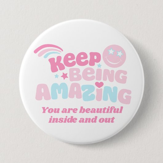 保名門私立校風ののスローガンはピンク 缶バッジ (正面)