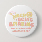 保名門私立校風の素晴らしいスローガン顔 缶バッジ (正面)