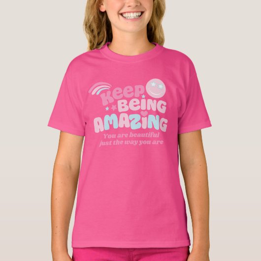 保名門私立校風の驚くべきスローガンsmilie顔ピンク tシャツ (正面)