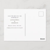 保存する日付の水色の梅の紫のフローラ ポストカード (裏面)