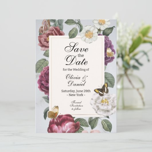 保存する日付フローラ開花蝶の花 セーブザデート (スタンド正面)