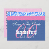 保存する日付任意の年のサプライズ誕生日ブルーS12 案内ポストカード (正面/裏面)