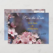 保存する日付，かわいらし春さくらんぼ花 案内ポストカード (正面/裏面)