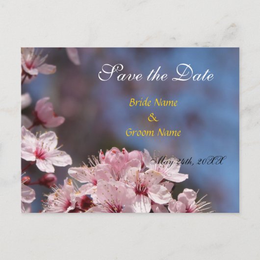 保存する日付，かわいらし春さくらんぼ花 案内ポストカード (正面)