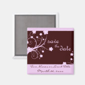 保存する日付：ピンクの花： マグネット (正面/裏面)