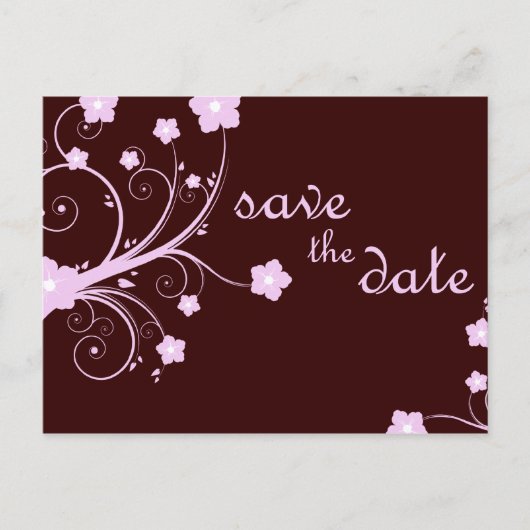 保存する日付：ピンクの花： 案内ポストカード (正面)