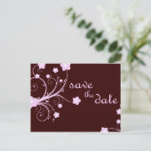 保存する日付：ピンクの花： 案内ポストカード (スタンド正面)