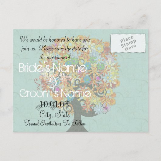 保存する日付 – 花の木 案内ポストカード (裏面)