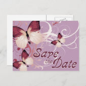 保存する日付：蝶： 案内ポストカード (正面/裏面)