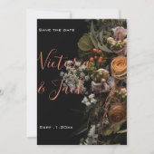 保存する日付moodyフローラ,オレンジ色の白いフローラ 招待状 (正面)