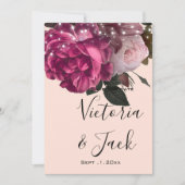 保存する日付String Lights Burgundy Flowers 招待状 (正面)