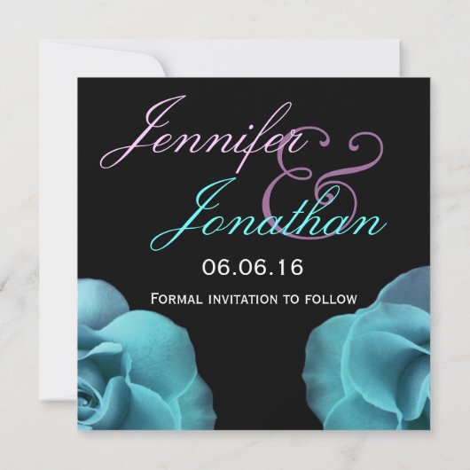 保存の日付の発表を結婚している青い紫色のバラ セーブザデート (裏面)