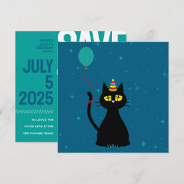 保存の日付! - 面白い猫の誕生日カード 招待状