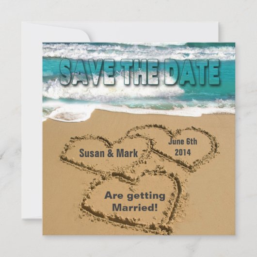 保存の日程 - 結婚式 - ビーチ / 海 招待状 (正面)