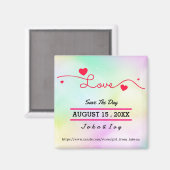 保存の日程,虹のハート,カラフル マグネット (正面/裏面)