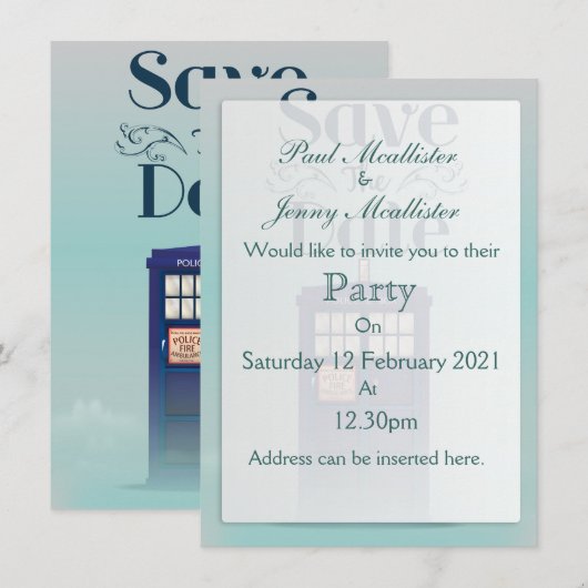 保存の日 イギリス警察ボックス 招待状 (正面/裏面)