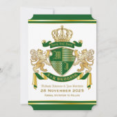 保存の日 コート オブ アームズ 緑 金 ライオン エンブレム 招待状 (正面)