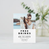 保存を写真が付いている結婚するおもしろいで自由な飲み物日付 案内ポストカード (スタンド正面)