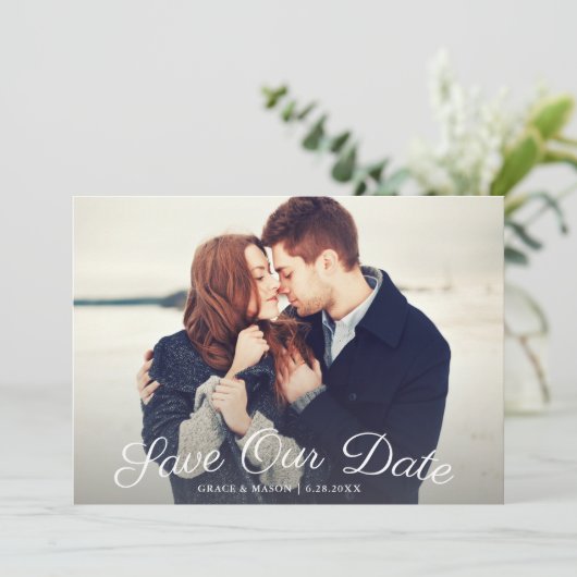 保存を植物の写真が付いている日付結婚することは上がりました セーブザデート (スタンド正面)