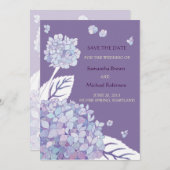 保存を結婚している甘いアジサイ日付の招待状 セーブザデート (正面/裏面)