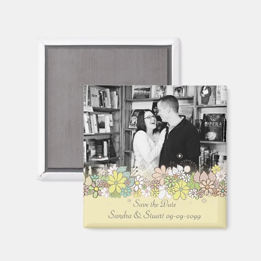 保存を結婚して日付フレームは写真の記念品を加えます マグネット (正面/裏面)