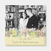 保存を結婚して日付フレームは写真の記念品を加えます マグネット (正面)