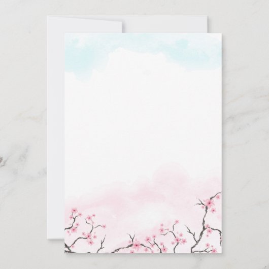 保存を結婚します日付|の水彩画の桜 セーブザデート (裏面)