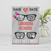 保存を結婚するギークのガラス及びハート日付 セーブザデート (スタンド正面)