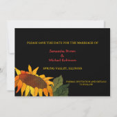 保存を結婚するヒマワリ日付の招待状 セーブザデート (裏面)