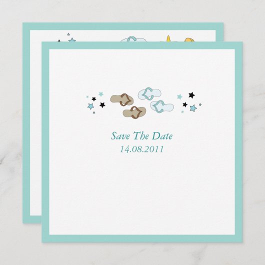 保存を結婚するビーチのビーチサンダル日付 セーブザデート (正面/裏面)