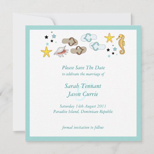 保存を結婚するビーチのビーチサンダル日付 セーブザデート (裏面)