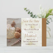 保存を結婚するビーチの海の貝日付カード セーブザデート (スタンド正面)