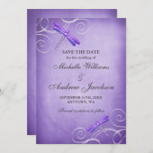 保存を結婚する紫色のトンボの渦巻日付 セーブザデート (正面/裏面)
