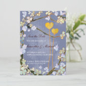 保存を結婚する2つのハート日付の招待状 セーブザデート (スタンド正面)