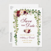 保存ザデイトボタニカルグリーン金ゴールドブルゴーニュフローラ 案内ポストカード (正面/裏面)