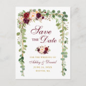 保存ザデイトボタニカルグリーン金ゴールドブルゴーニュフローラ 案内ポストカード (正面)